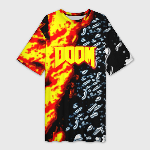 Женская длинная футболка Doom огненное лого / 3D-принт – фото 1