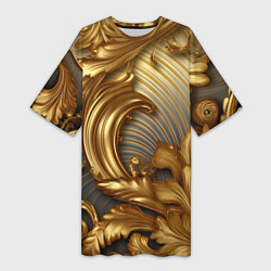 Женская длинная футболка Золотая текстура и абстракции