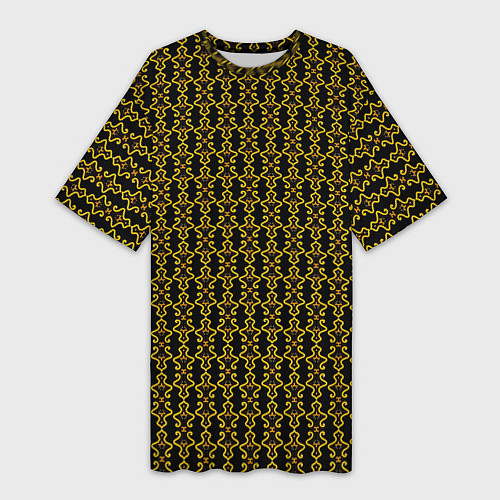 Женская длинная футболка Узоры чёрно-золотой паттерн / 3D-принт – фото 1
