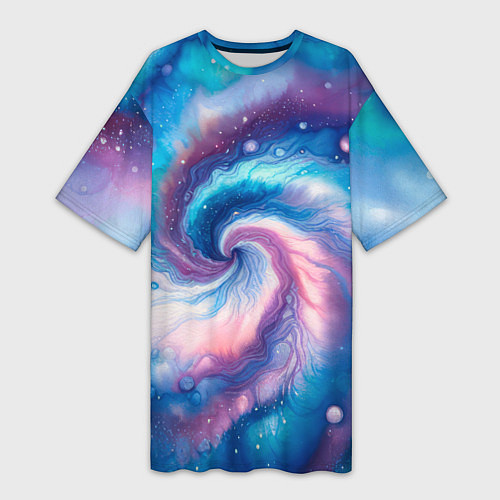 Женская длинная футболка Галактический тай-дай / 3D-принт – фото 1