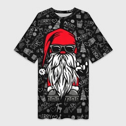 Женская длинная футболка Санта Клаус гном