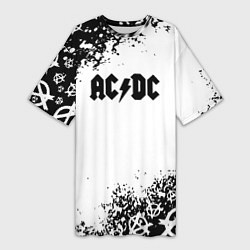 Футболка женская длинная AC DC anarchy rock, цвет: 3D-принт