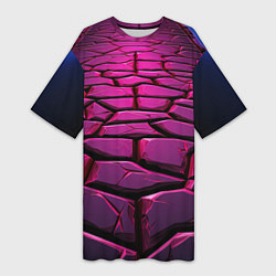 Футболка женская длинная Фиолетовая абстрактная плитка, цвет: 3D-принт