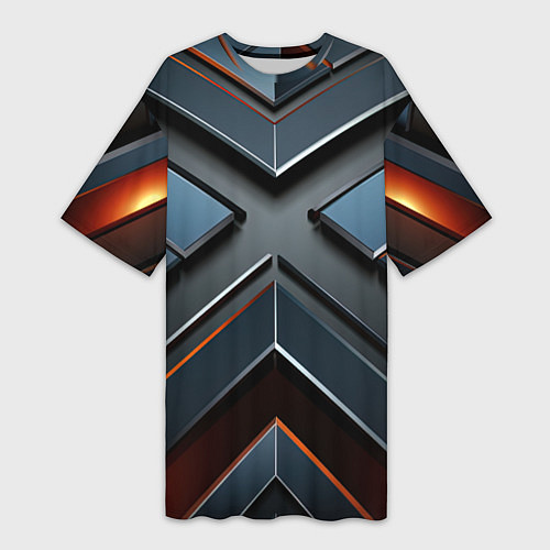 Женская длинная футболка Темная объемная геометрия / 3D-принт – фото 1