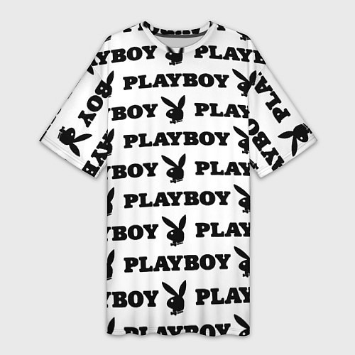Женская длинная футболка Playboy rabbit / 3D-принт – фото 1