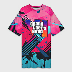 Футболка женская длинная Gta 6 abstract logo style, цвет: 3D-принт