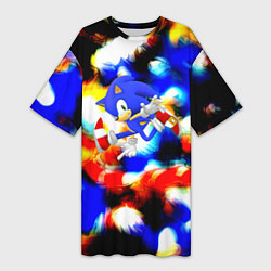 Женская длинная футболка Sonic colors