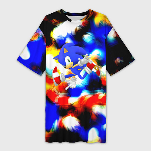 Женская длинная футболка Sonic colors / 3D-принт – фото 1