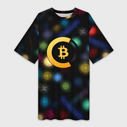 Женская длинная футболка Bitcoin logo criptomoney
