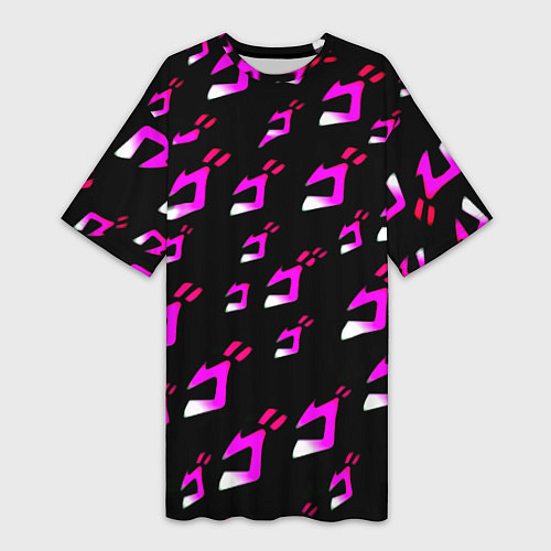 Женская длинная футболка JoJos Bizarre neon pattern logo / 3D-принт – фото 1