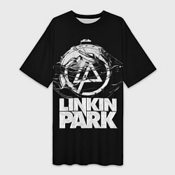 Футболка женская длинная Linkin Park рэп-метал, цвет: 3D-принт