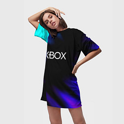 Футболка женская длинная Xbox neon games, цвет: 3D-принт — фото 2