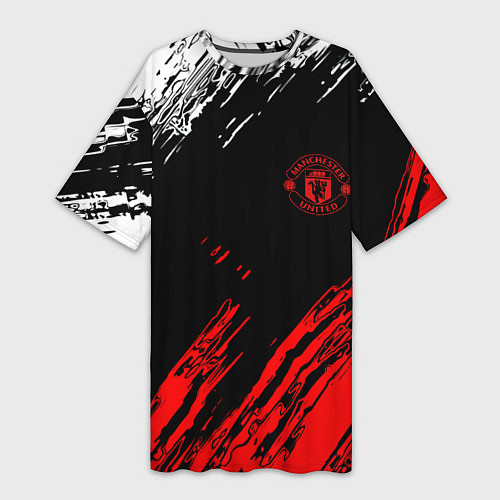 Женская длинная футболка ФК Манчестер Юнайтед спортивные краски / 3D-принт – фото 1