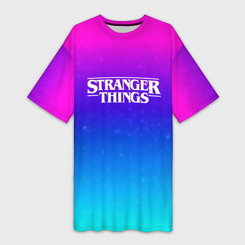 Женская длинная футболка Stranger Things gradient colors / 3D-принт – фото 1