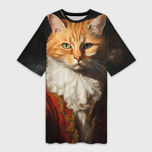 Женская длинная футболка Знатный кот / 3D-принт – фото 1