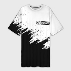 Футболка женская длинная 3Doors down штрихи красок, цвет: 3D-принт