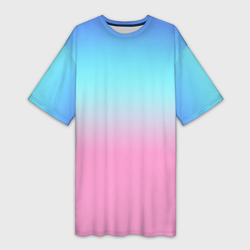 Женская длинная футболка Синий и голубо-розовый градиент / 3D-принт – фото 1