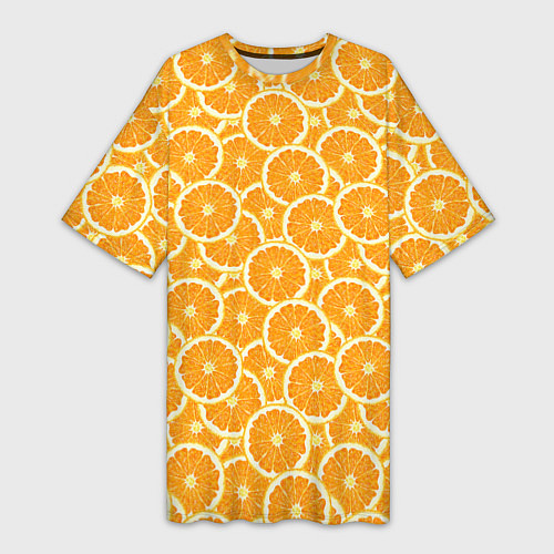 Женская длинная футболка Ломтики апельсина / 3D-принт – фото 1