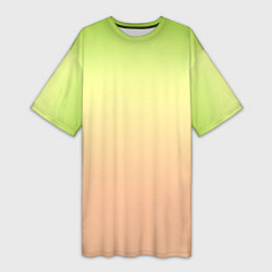 Женская длинная футболка Персиково-салатный градиент