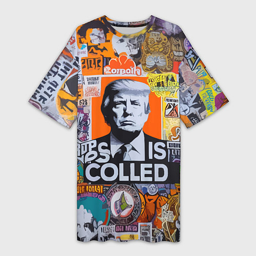 Женская длинная футболка Donald Trump - american сollage / 3D-принт – фото 1