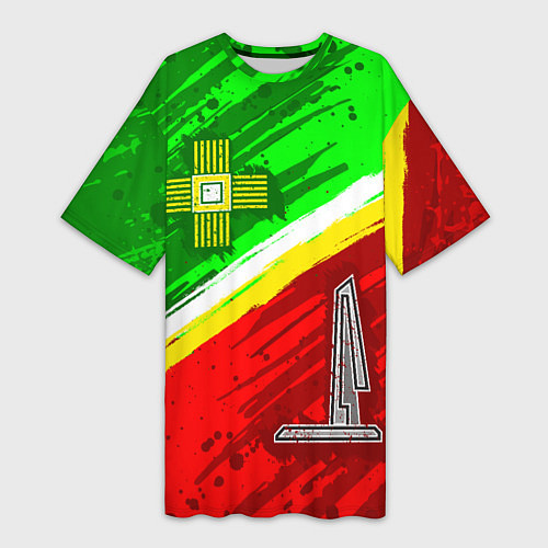 Женская длинная футболка Флаг Зеленограадского АО / 3D-принт – фото 1
