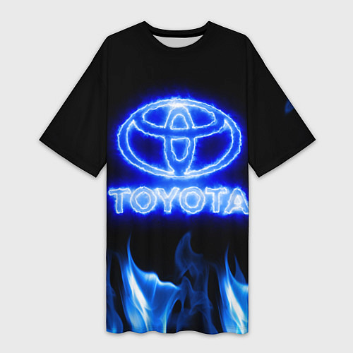 Женская длинная футболка Toyota neon fire / 3D-принт – фото 1