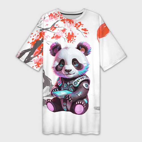 Женская длинная футболка Funny panda - China / 3D-принт – фото 1