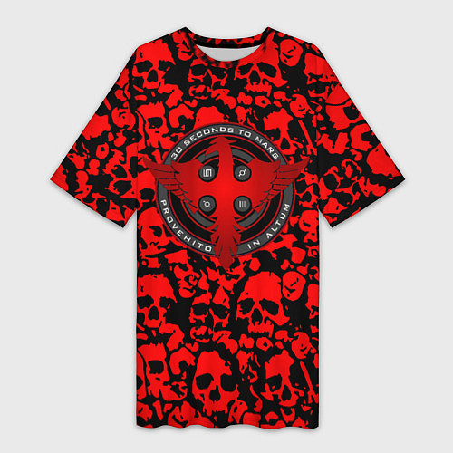 Женская длинная футболка Thirty Seconds to Mars skull pattern / 3D-принт – фото 1