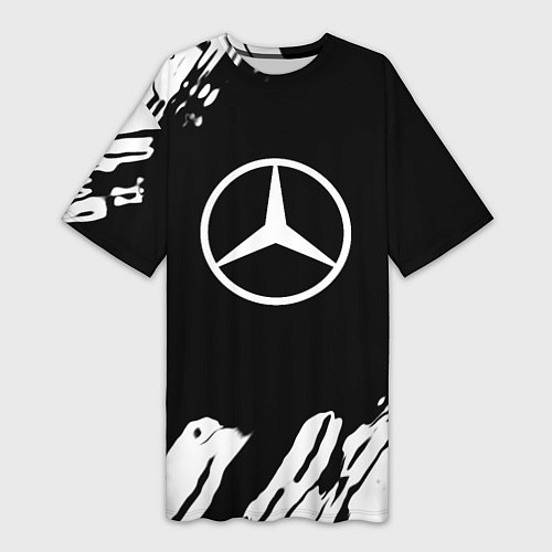 Женская длинная футболка Mercedes benz краски спорт / 3D-принт – фото 1