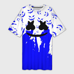 Женская длинная футболка Marshmello dj blue pattern music band