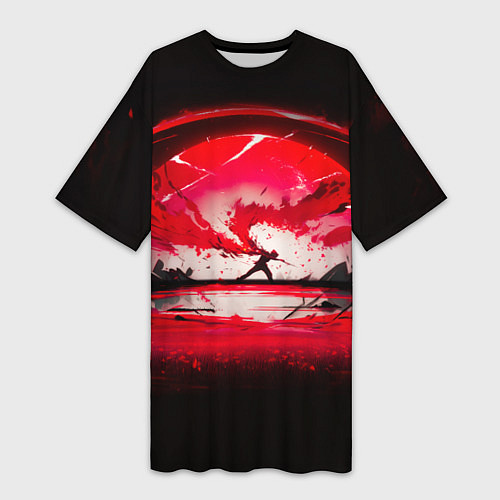 Женская длинная футболка Танец в последних лучах солнца / 3D-принт – фото 1