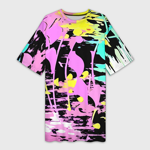 Женская длинная футболка Color expressive abstraction / 3D-принт – фото 1