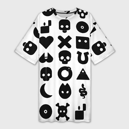 Женская длинная футболка Love death robots pattern white / 3D-принт – фото 1
