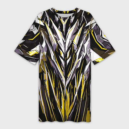 Женская длинная футболка Острый металл жёлтый / 3D-принт – фото 1