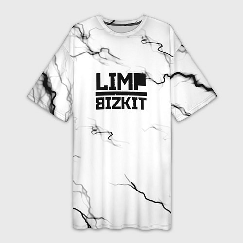 Женская длинная футболка Limp bizkit storm black / 3D-принт – фото 1