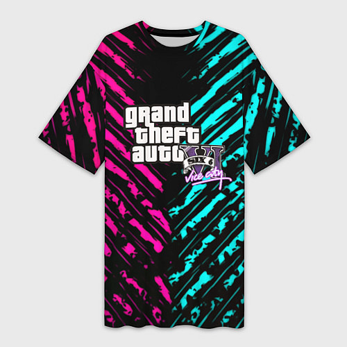 Женская длинная футболка GTA6 vice city game / 3D-принт – фото 1
