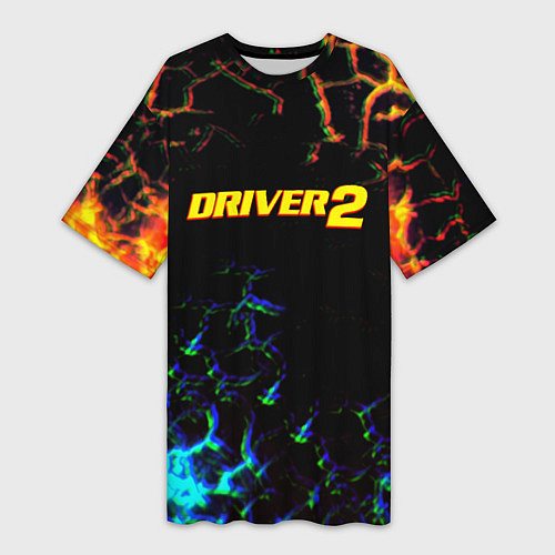Женская длинная футболка Driver 2 гонки ретро гейм / 3D-принт – фото 1