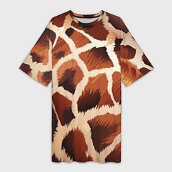 Женская длинная футболка Пятнистый мех жирафа