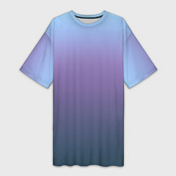 Футболка женская длинная Градиент голубой фиолетовый синий, цвет: 3D-принт