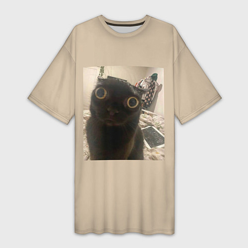 Женская длинная футболка Котик из мема / 3D-принт – фото 1
