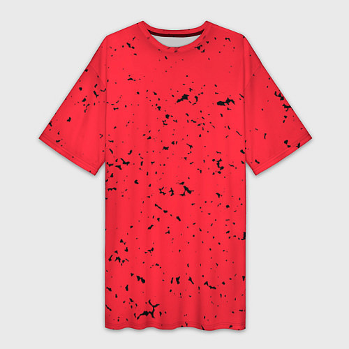Женская длинная футболка Насыщенный коралловый с чёрными вкраплениями / 3D-принт – фото 1