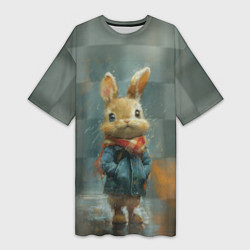 Футболка женская длинная Игрушечный зайка, цвет: 3D-принт