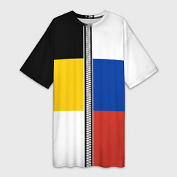 Женская длинная футболка Россия - патриот