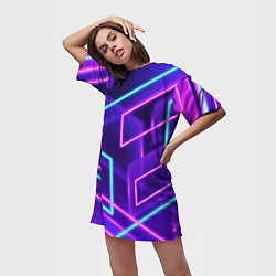 Футболка женская длинная Neon Geometric, цвет: 3D-принт — фото 2