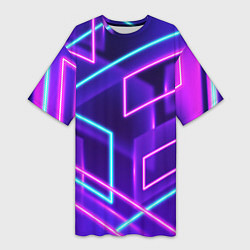 Футболка женская длинная Neon Geometric, цвет: 3D-принт