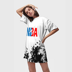 Футболка женская длинная Basketball краски, цвет: 3D-принт — фото 2