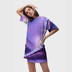 Футболка женская длинная Голография - изгибающийся металлический фиолетовый, цвет: 3D-принт — фото 2