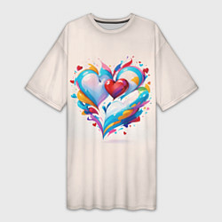 Женская длинная футболка Пара сердец