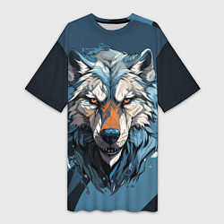 Женская длинная футболка Красивый грозный волк