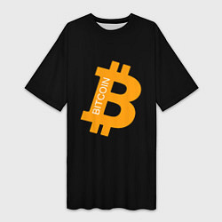 Женская длинная футболка Биткоин криптовалюта оранжевое лого